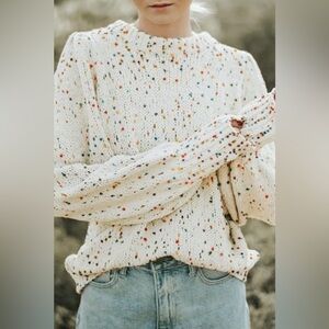 Ivory.. Ivory Sweater w/Colorful Dots